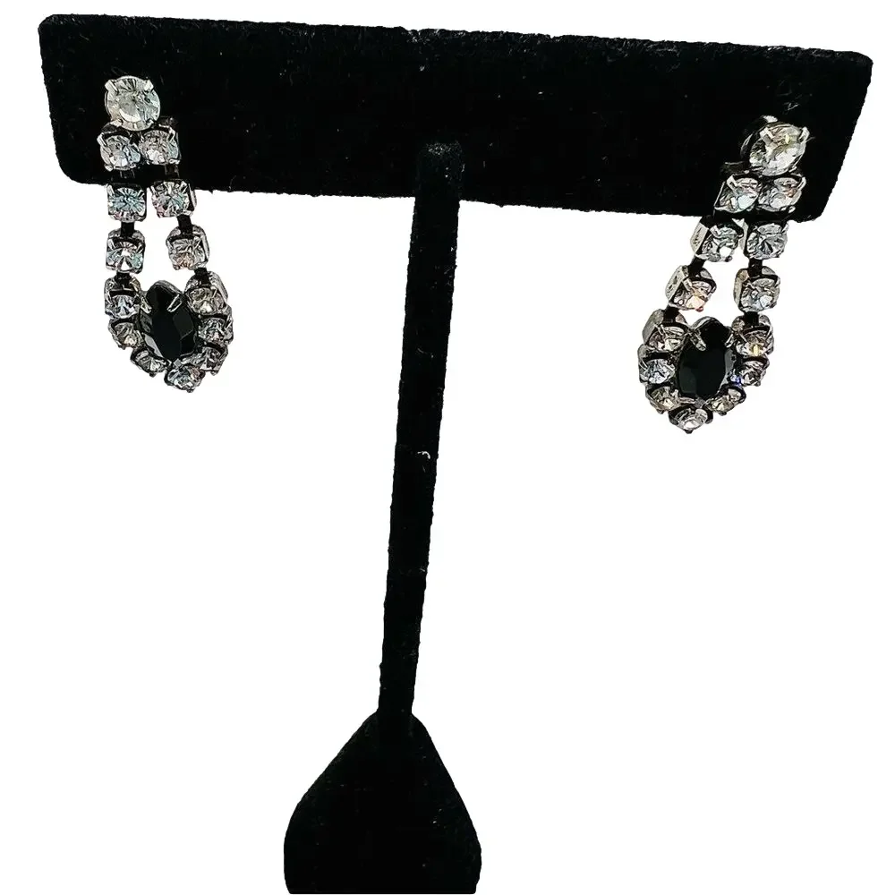 🍭4/$20 Rhinestone studded and black jewel fancy post earrings